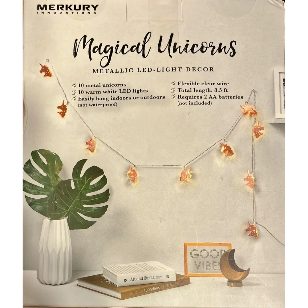 Merkury Innovations Magical Unicorns Metallic LED Light Decor String Lights‎ 8.5
